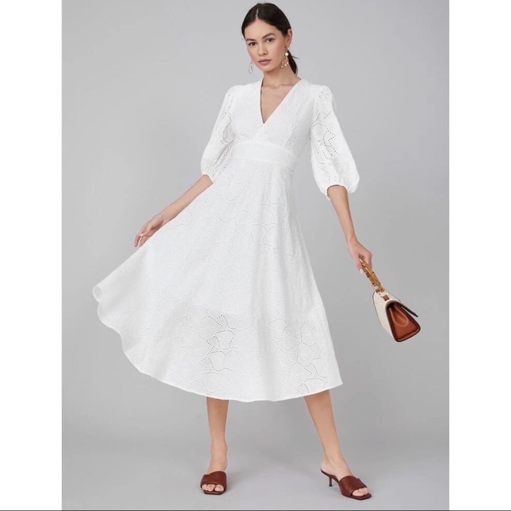 100% Cotton schiffy flowy white dress
